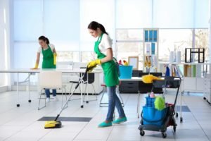 commercial cleaners cleaning office floors